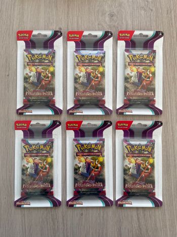Lot de 6 boosters pokemon EV2, écarlate et violet, évolution à Paldéa, neufs sous blister.