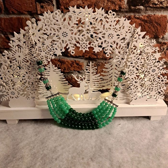 Collier chic multi rang vert - photo numéro 2