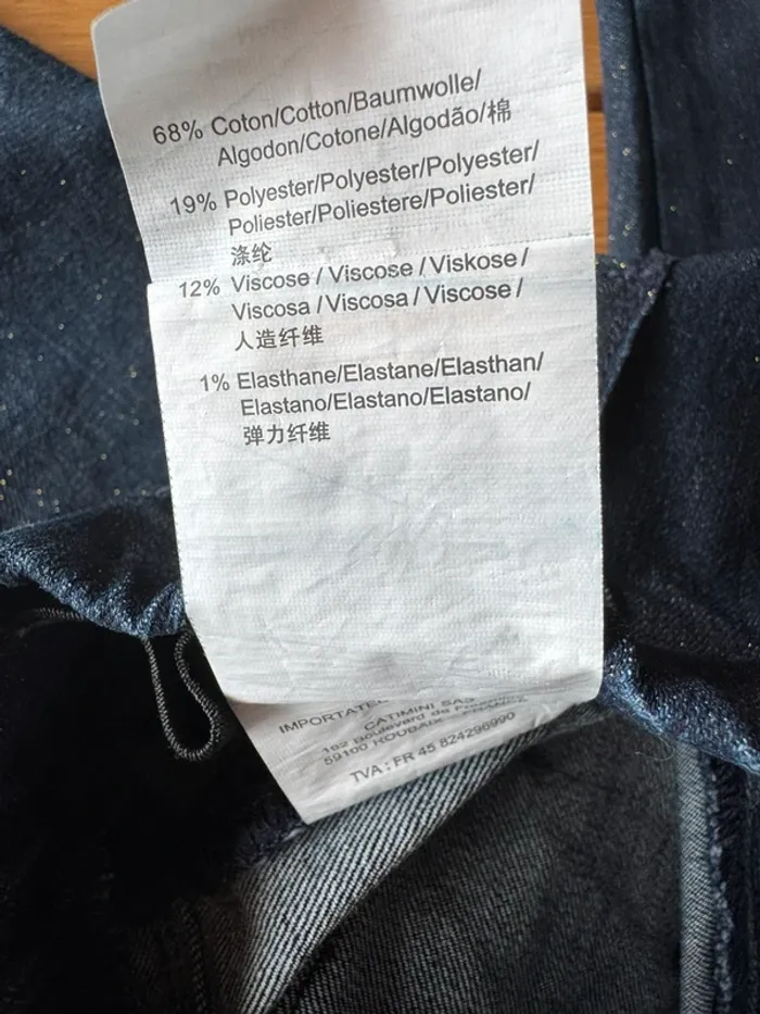 Tenue 2 pièces, tregging jeans pailleté bleu denim et top ML beige cœur sequins - Taille 4 Ans - photo numéro 15