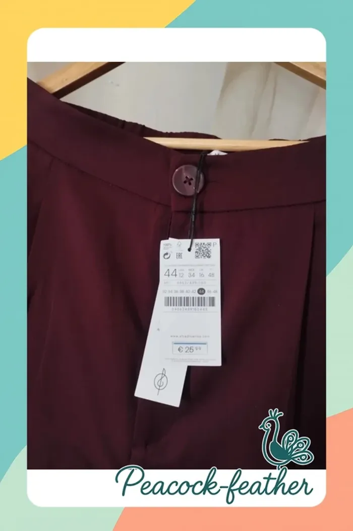 Pantalon large stradivarius bordeaux neuf étiqueté 44 - photo numéro 6