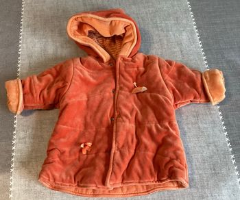 Manteau zippé velours ras à capuche 3 mois