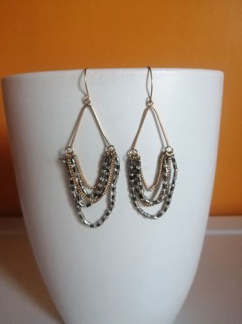 🌸Boucles d'oreilles perles et chaîne dorée "Pimkie" Neuves 🌸