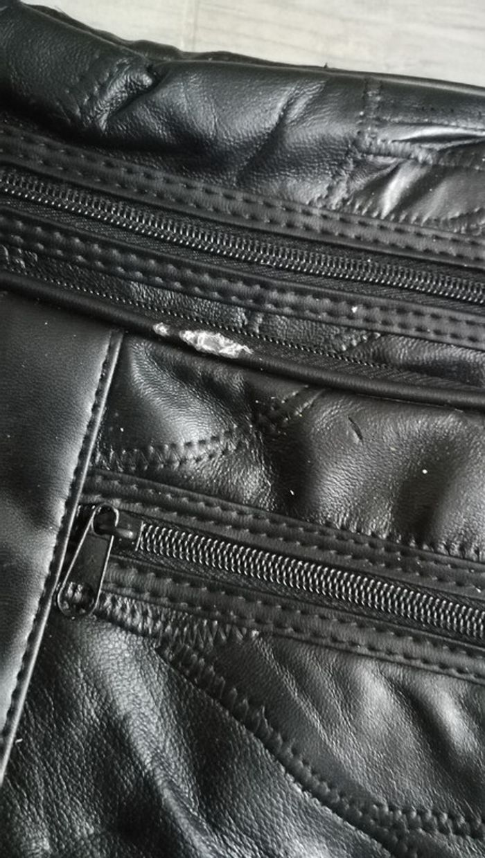 Sac à main noir coutures type patchwork - photo numéro 3