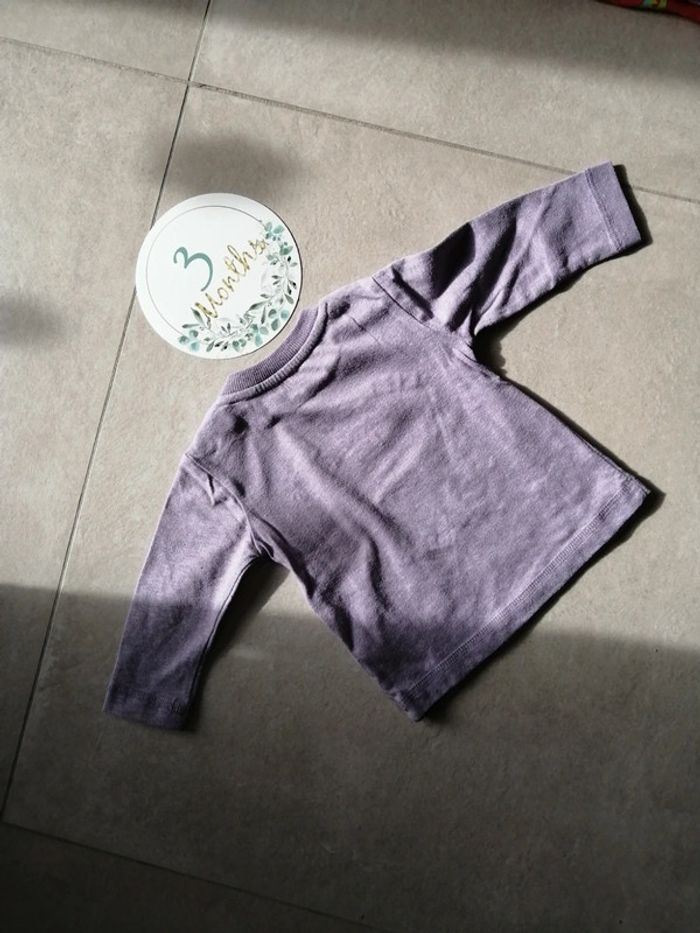 T-shirt mauve 3 mois manches longues - photo numéro 3