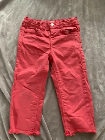Pantalon rose enfant coupe droite franges tendance