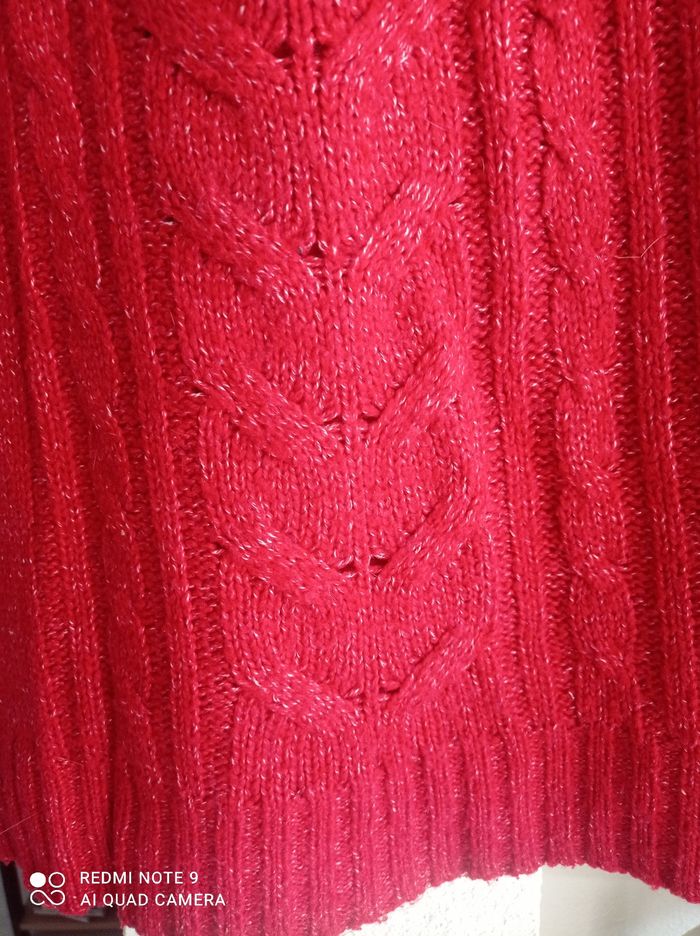 Pull a col roulé In Extenso rouge chiné taille S Tbe - photo numéro 4