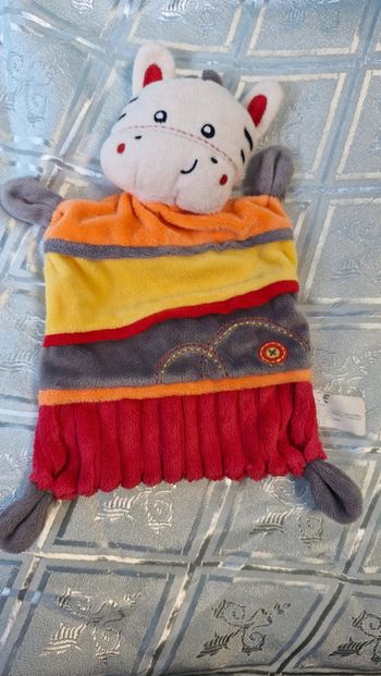 Doudou plat Zèbre  rouge orange Nicotoy