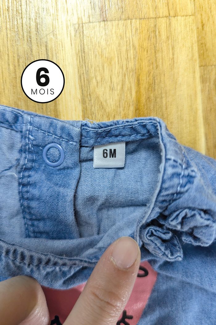 Robe en jeans bleu avec coeur - bébé fille 6 mois - photo numéro 3