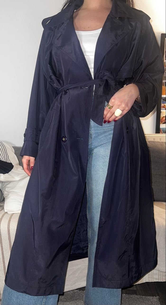 Trench bleu marine vintage