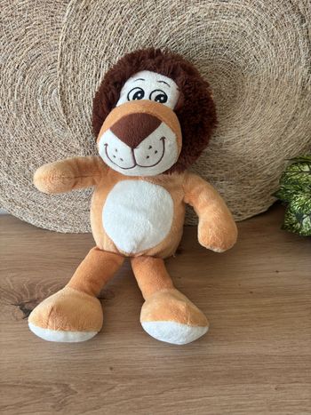 Doudou lion beige blanc crinière marron zeeman