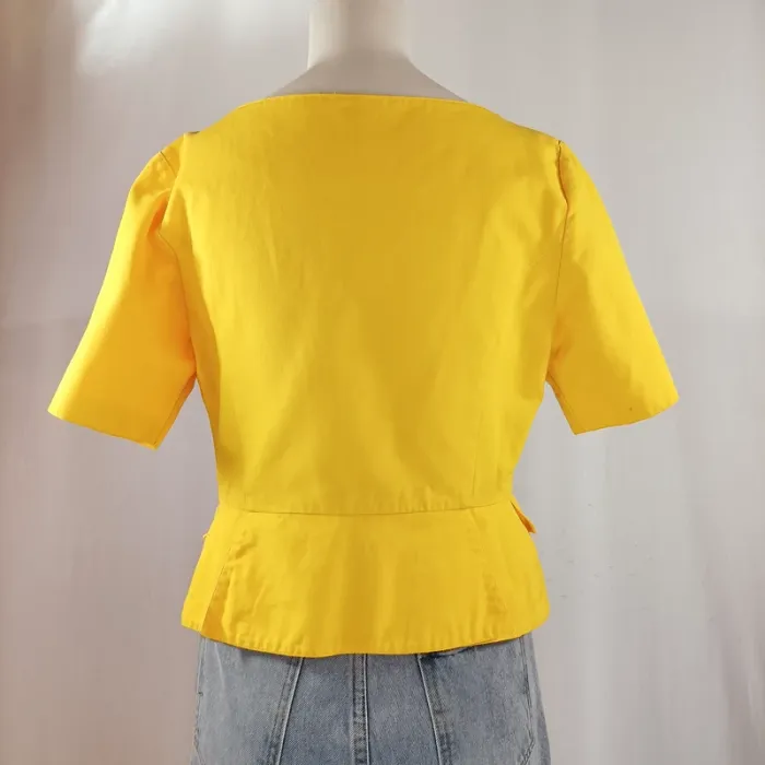 Blouse jaune boutonnée Jousse Executive – col carré, taille 40, 100 % coton A949 - photo numéro 5