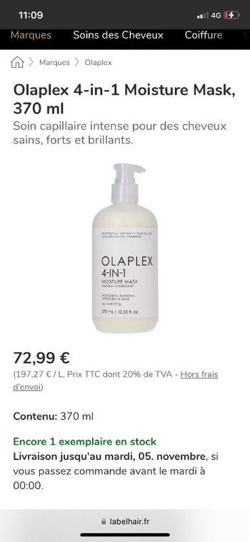 Olaplex 4-1 masque hydratant 370ml