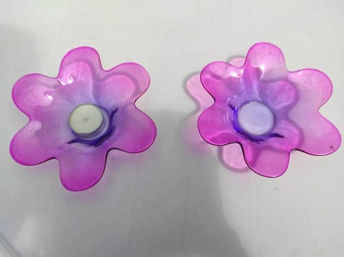 Lot 2 bougeoirs fleurs