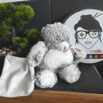 Ours Gris Chiné  Flocon Baby Nat' plat mouchoir BN664 #geektradedoudou