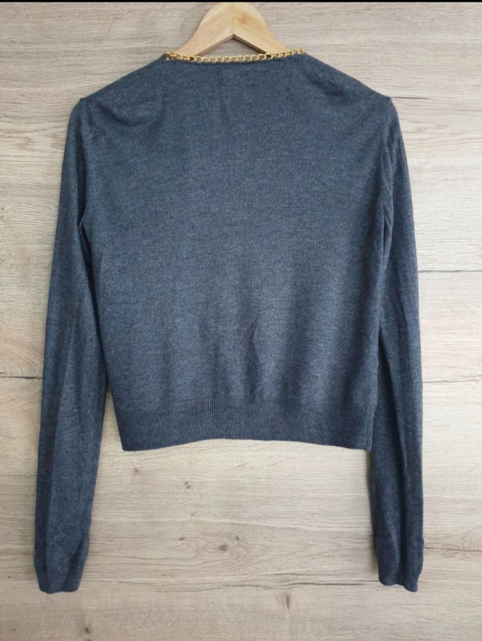 Gilet gris chaîne dorée - photo numéro 2