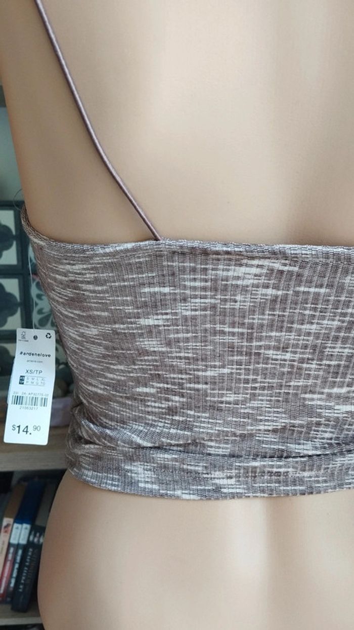 Top haut court debardeur marron beige femme taille xs - photo numéro 9