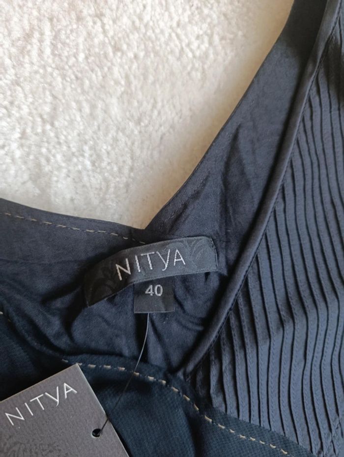 Tunique Robe courte d'été Nitya noir or 40 neuve soie Par dessus maillot de bain - photo numéro 6