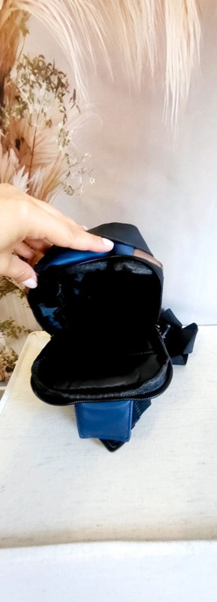 Sac à dos bandoulière anti vol – bleu et marron - photo numéro 5