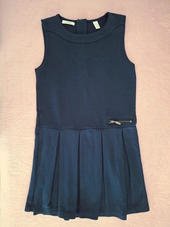 Robe chasuble Okaïdi 8 ans avec bas plissée bleu marine