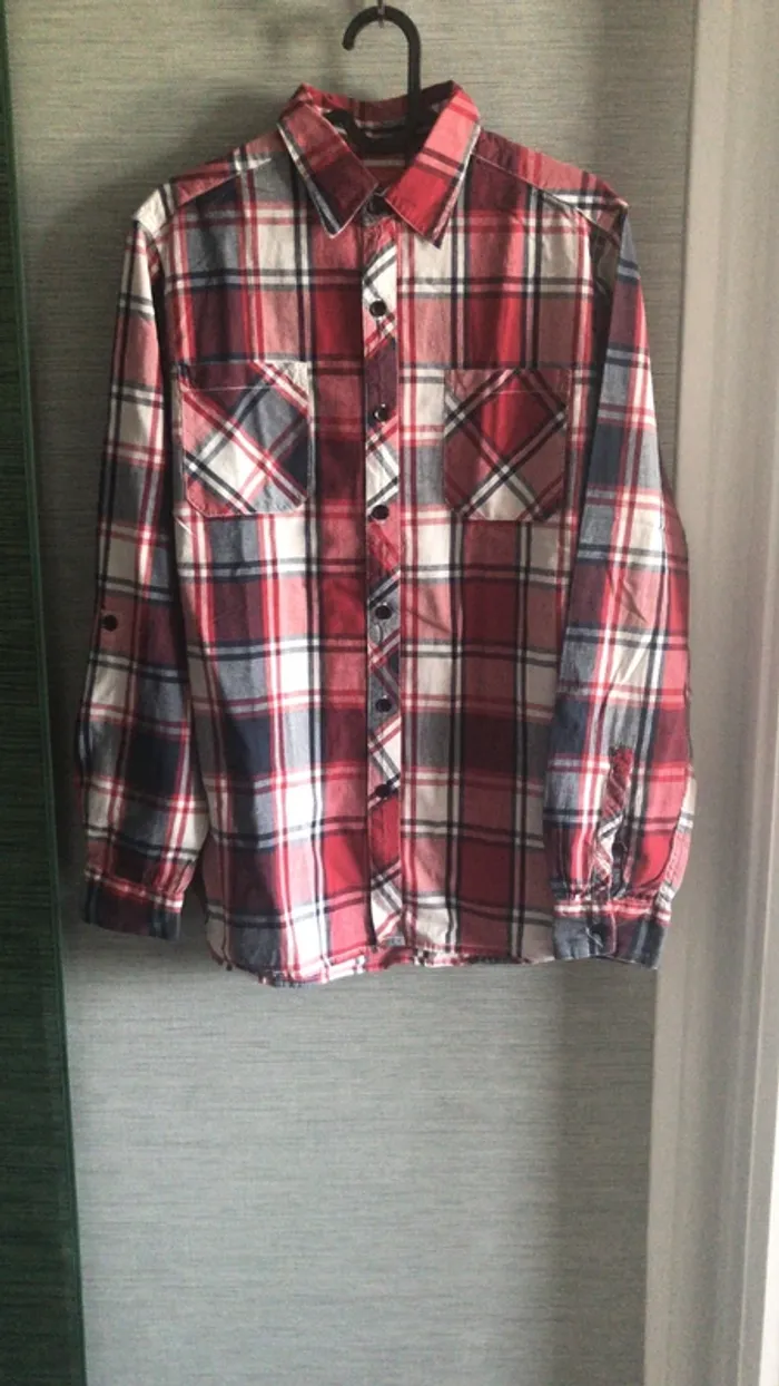 Chemise à carreaux rouge Homme