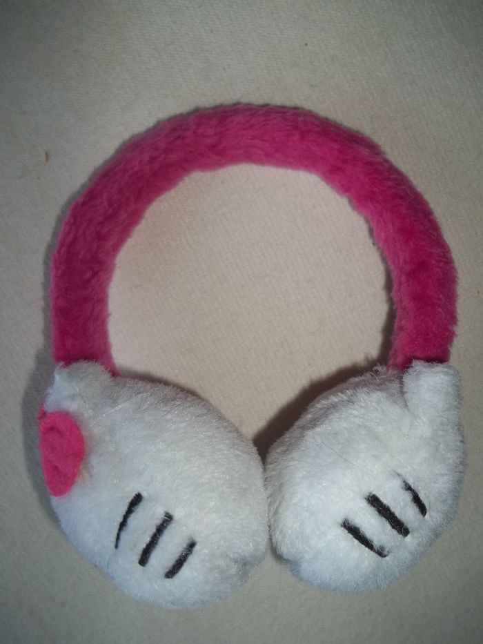 Cache-oreilles rose et blanc Hello Kitty - photo numéro 2
