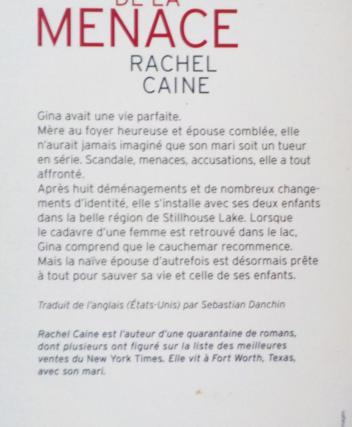 L'OMBRE DE LA MENACE de Rachel CAINE Ed. France Loisirs - photo numéro 2