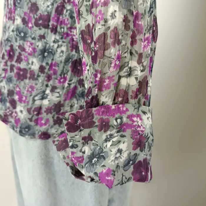 Chemise fluide à fleurs violettes Betty Barclay, coupe longue, légère, taille 36 A1223 - photo numéro 11