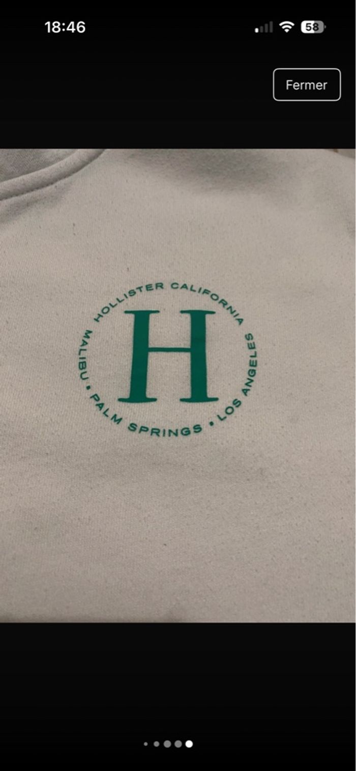 Sweat blanc et vert Hollister - photo numéro 6