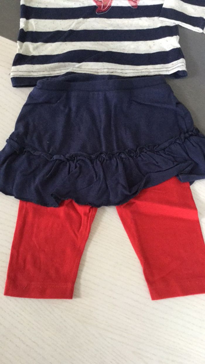 Ensemble marina avec leggings jupette 12m - photo numéro 3