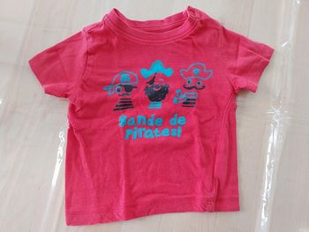 T-shirt bébé garçon 12 mois rouge motif pirates