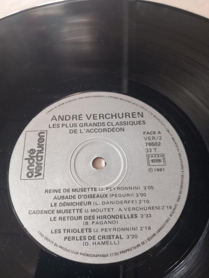 33T André Verchuren les plus grands classiques de l'accordéon - photo numéro 5