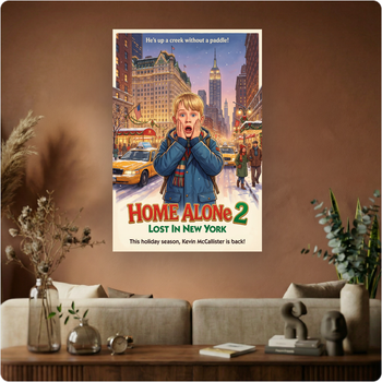 Affiche film "Home Alone 2" poster Noël New York déco murale cinéma A3 Sans cadre