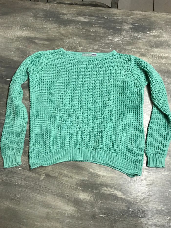 Pull tricot vert menthe