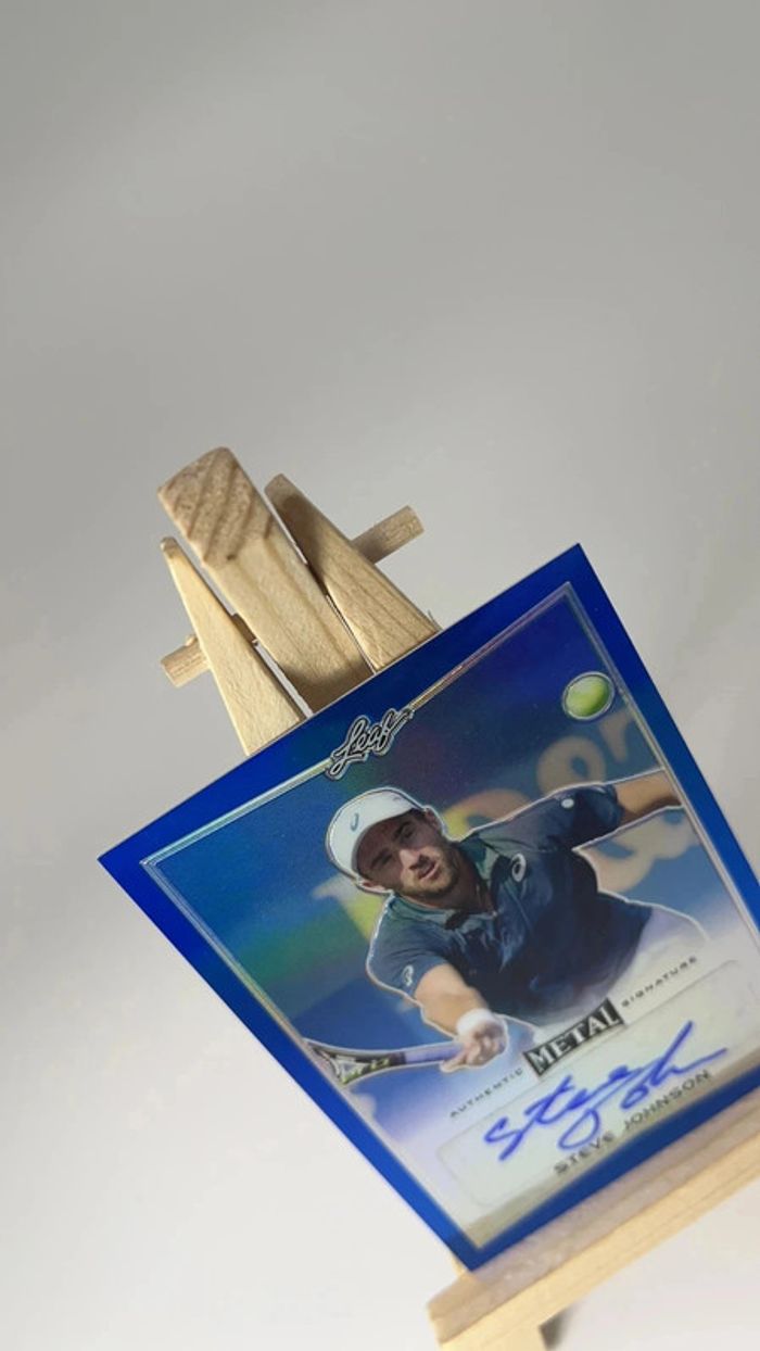 Steve Johnson 2016 Leaf Metal Tennis VIOLET réfracteur Autographe Auto #'d 10/25 - photo numéro 2
