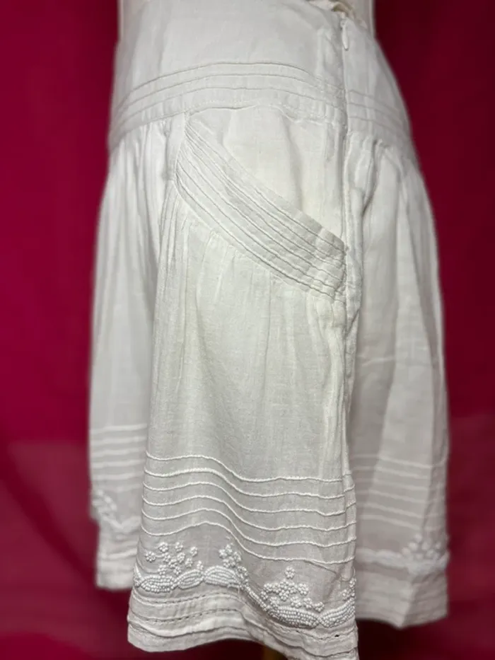 Jupe courte blanche perlée Sandro – 100% coton, taille 36, style bohème chic - photo numéro 4