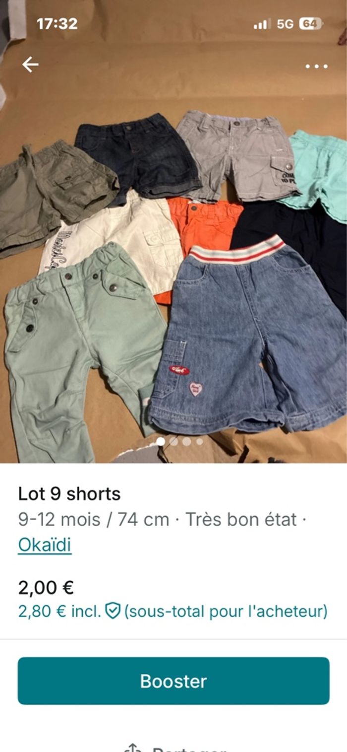 Lot de 9 shorts