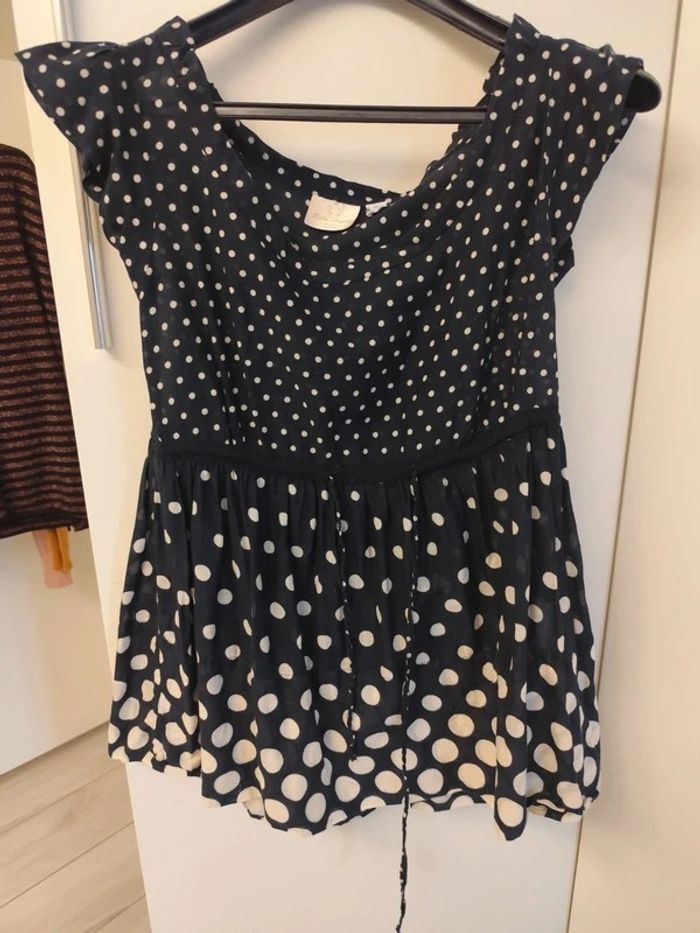 Robe/Blouse à pois noirs dégradés - photo numéro 2