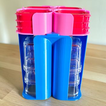 Rangement Bleu et Rose pour pots & couvercles Multidélices