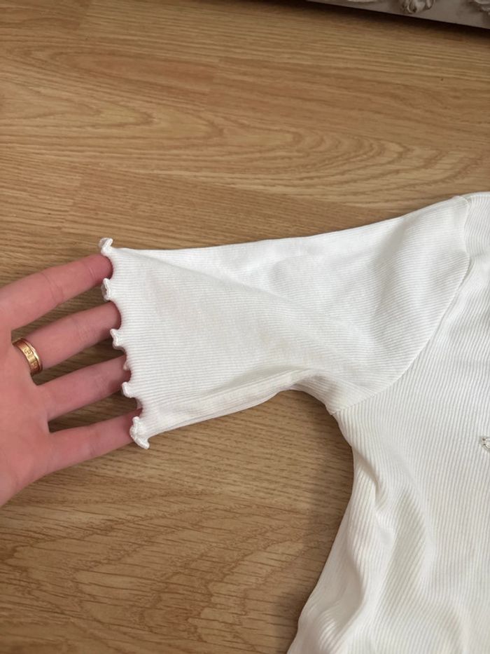 T-shirt fille Zara blanc côtelé taille 13/14 ans - photo numéro 4