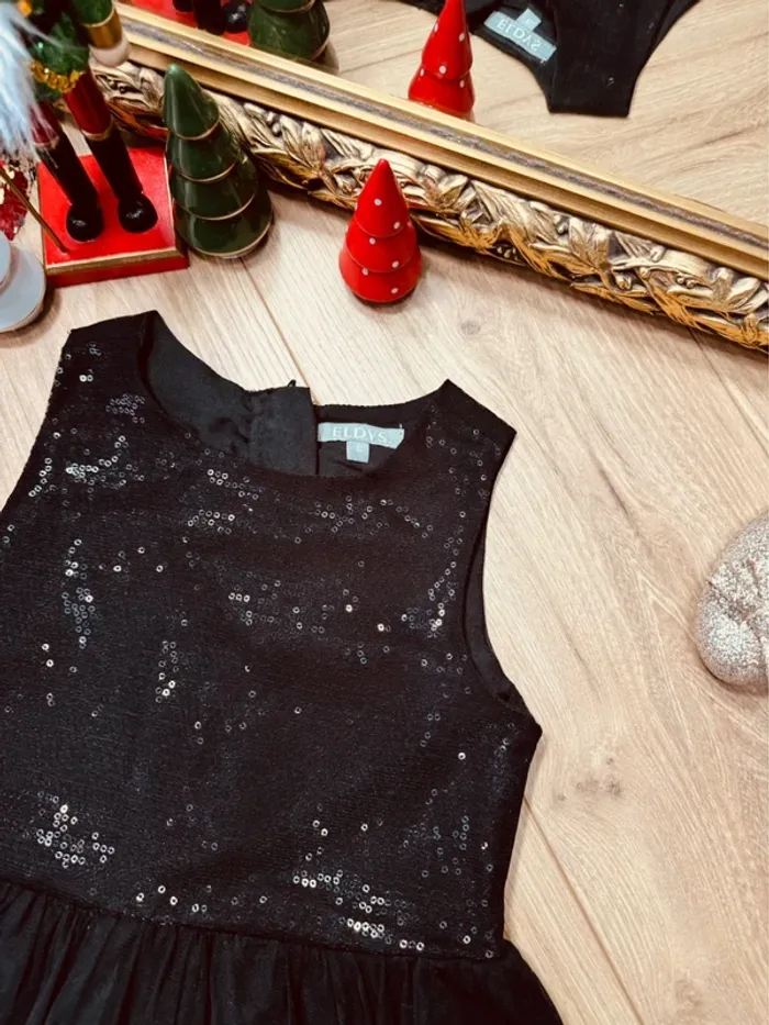 Taille 6 ans robe fête fille Eldys noire * sequins tulle * 🎄 - photo numéro 2