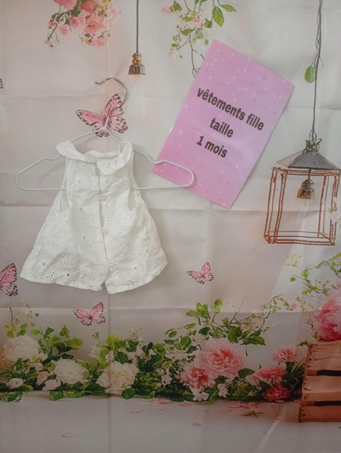 Chemise fille Marese blanc taille 1 mois / 56 cm - photo numéro 3