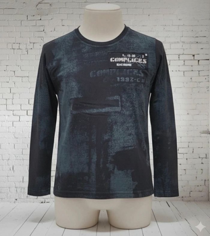 Tee-shirt manches longues noir et texturé de gris complice