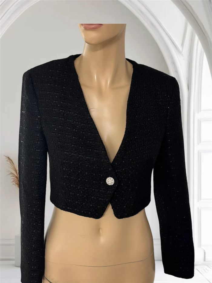 Veste courte  Zara taille s noir brillante - photo numéro 6