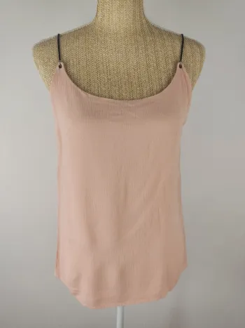Débardeur rose poudré à bretelles noires taille 42 Cop Copine