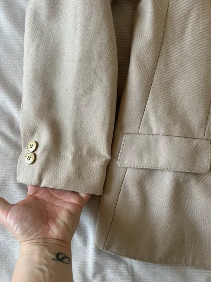 Blazer beige contrôle woolmark taille m - photo numéro 5