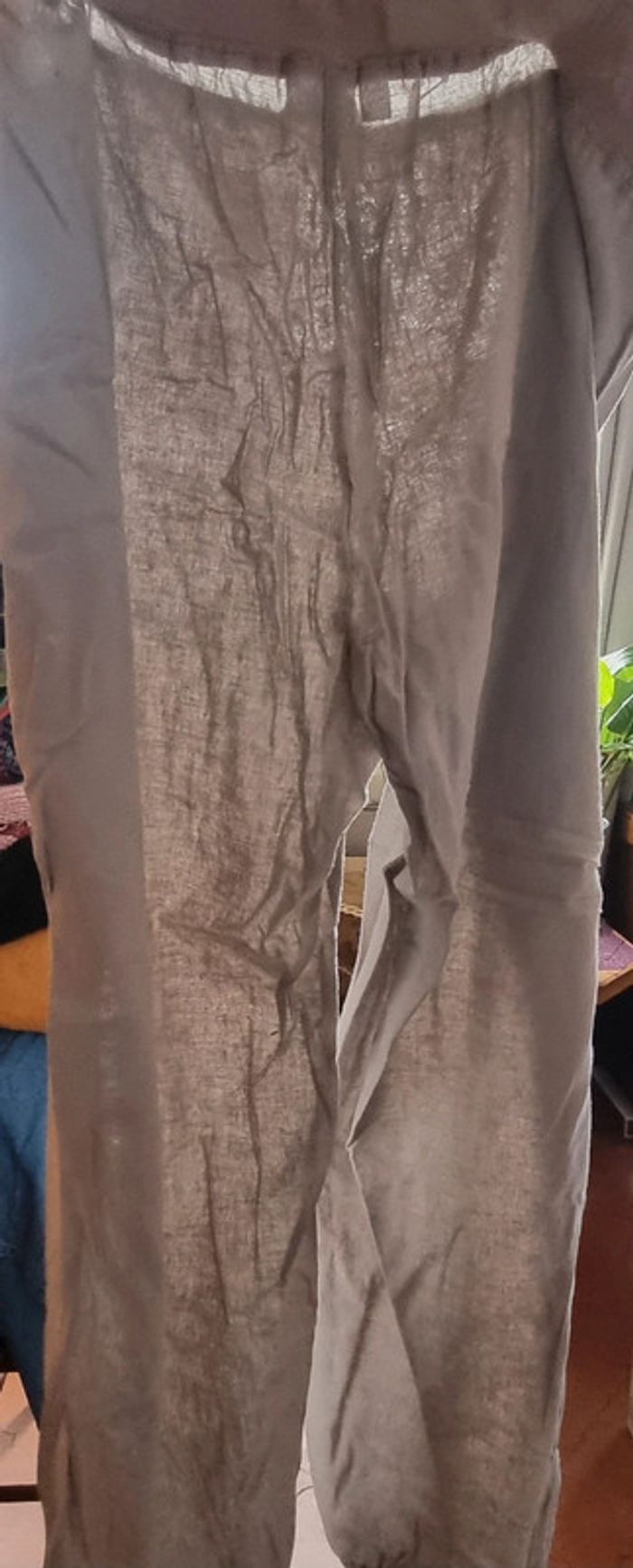 Pantalon lin bon prix 52 beige noué aux chevilles - photo numéro 2