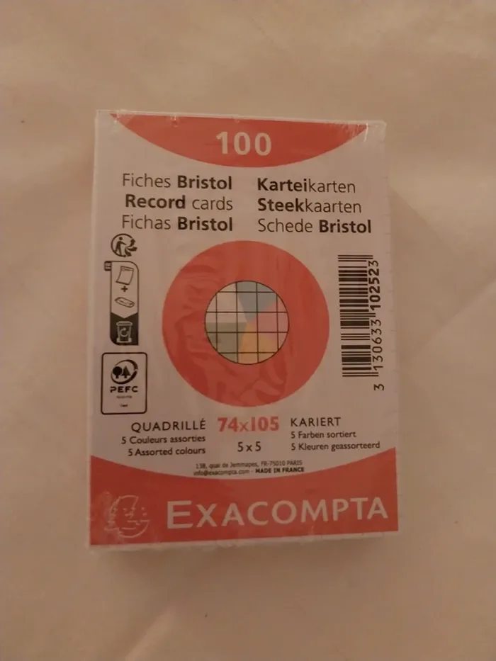 Lot de 100 fiches bristol - photo numéro 2