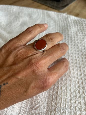 Bague vintage argent orange