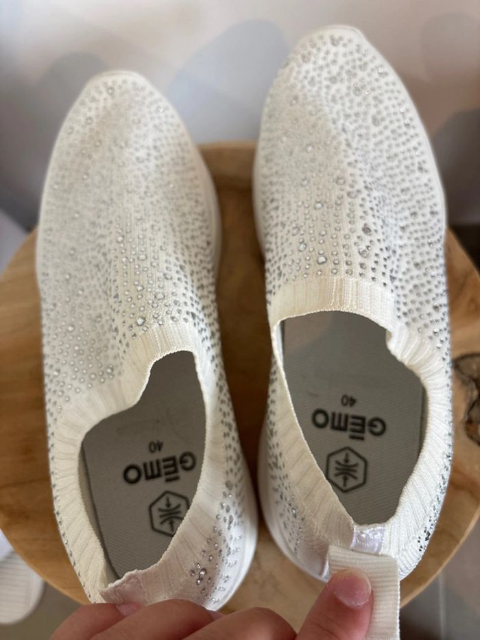 Chaussures blanches à strass faciles à enfiler Gemo taille 40 - photo numéro 7
