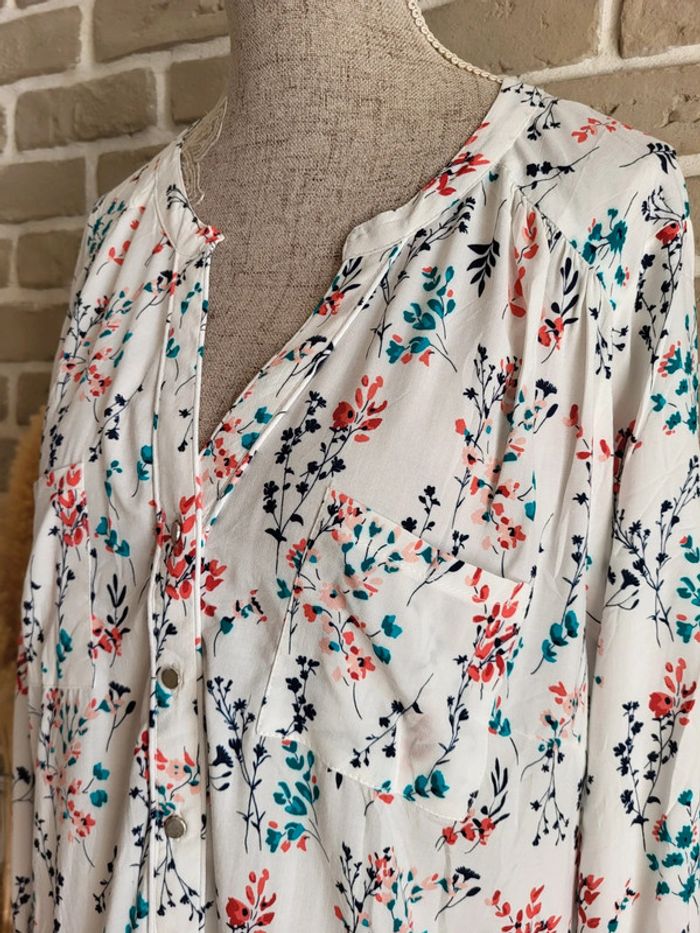 Blouse fluide boutonnée fleuri - photo numéro 4